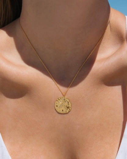 Sand Dollar Necklace 18k Gold