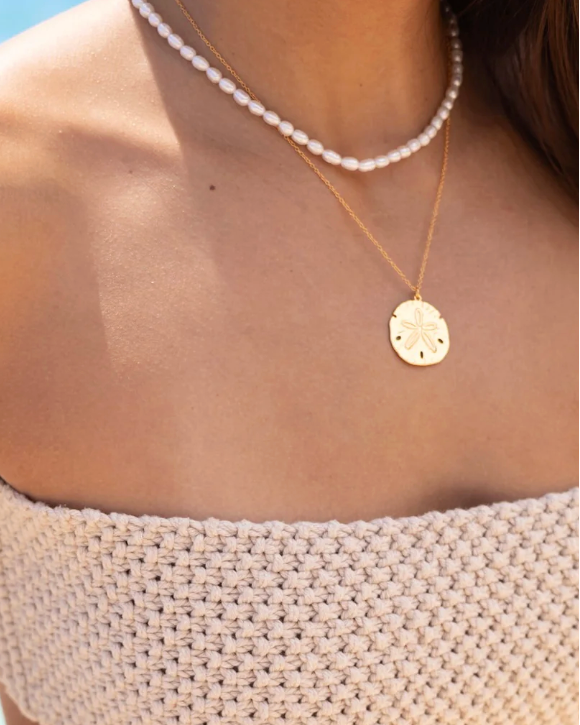 Sand Dollar Necklace 18k Gold