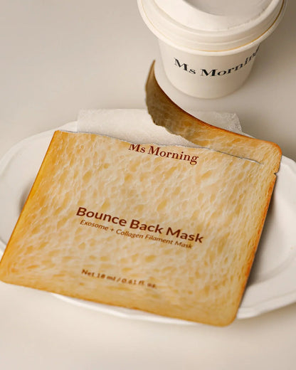 Ms Morning Bounce Back hydrating sheet mask. Korean skincare sheet mask. exosome and collagen-powered sheet mask