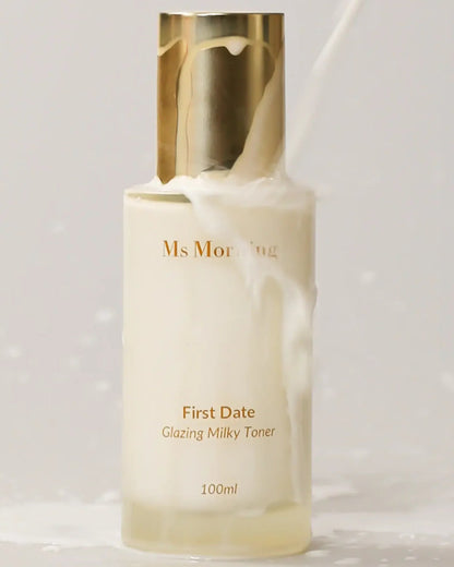 Ms Morning skincare hydrating toner close up milky consistency. First Date Glazing Milky Toner.