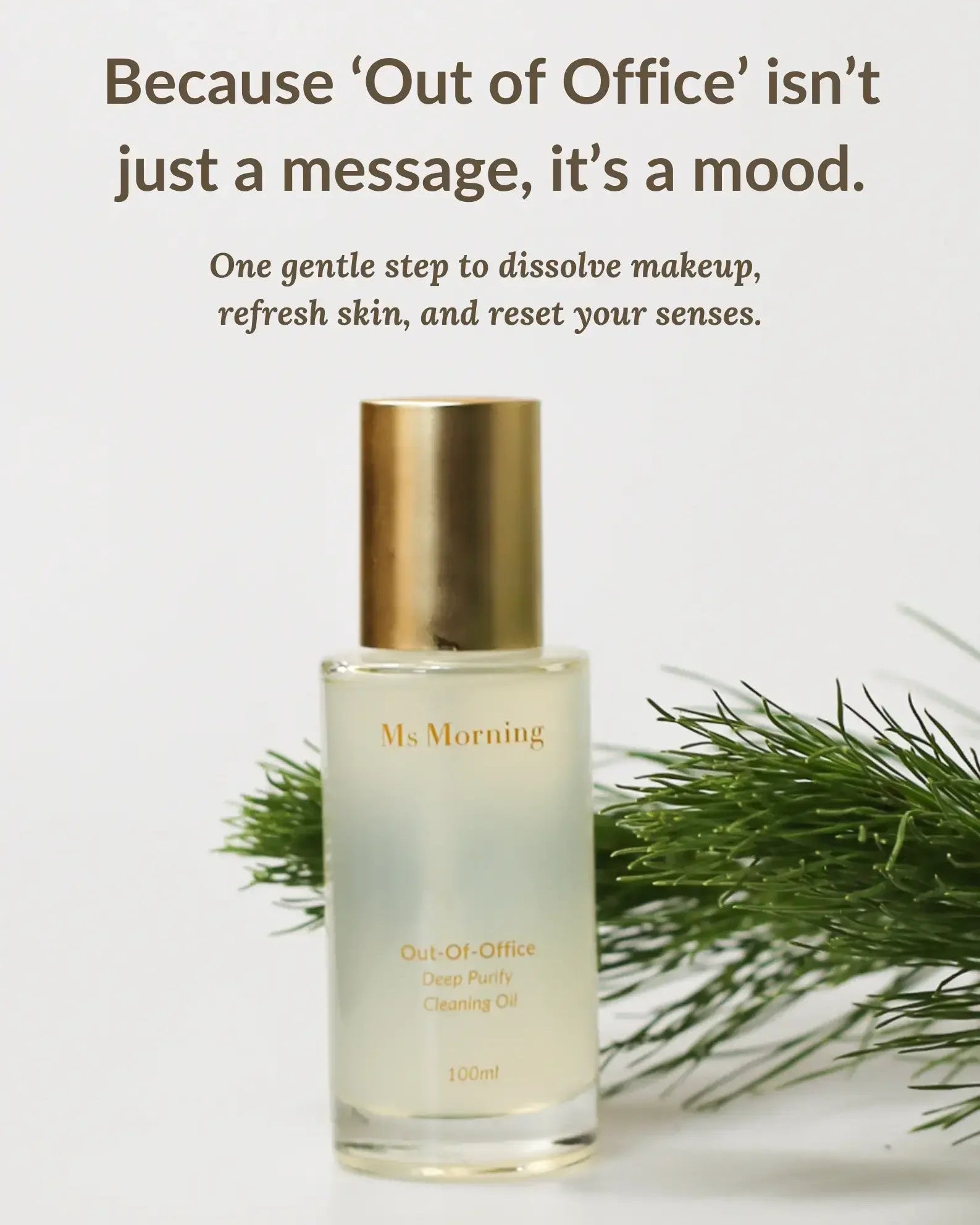 Ms Morning Out Of Office cleansing oil. Massaging cleansing oil into skin to remove makeup and impurities. Korean skincare by Ms Morning, made in Australia.