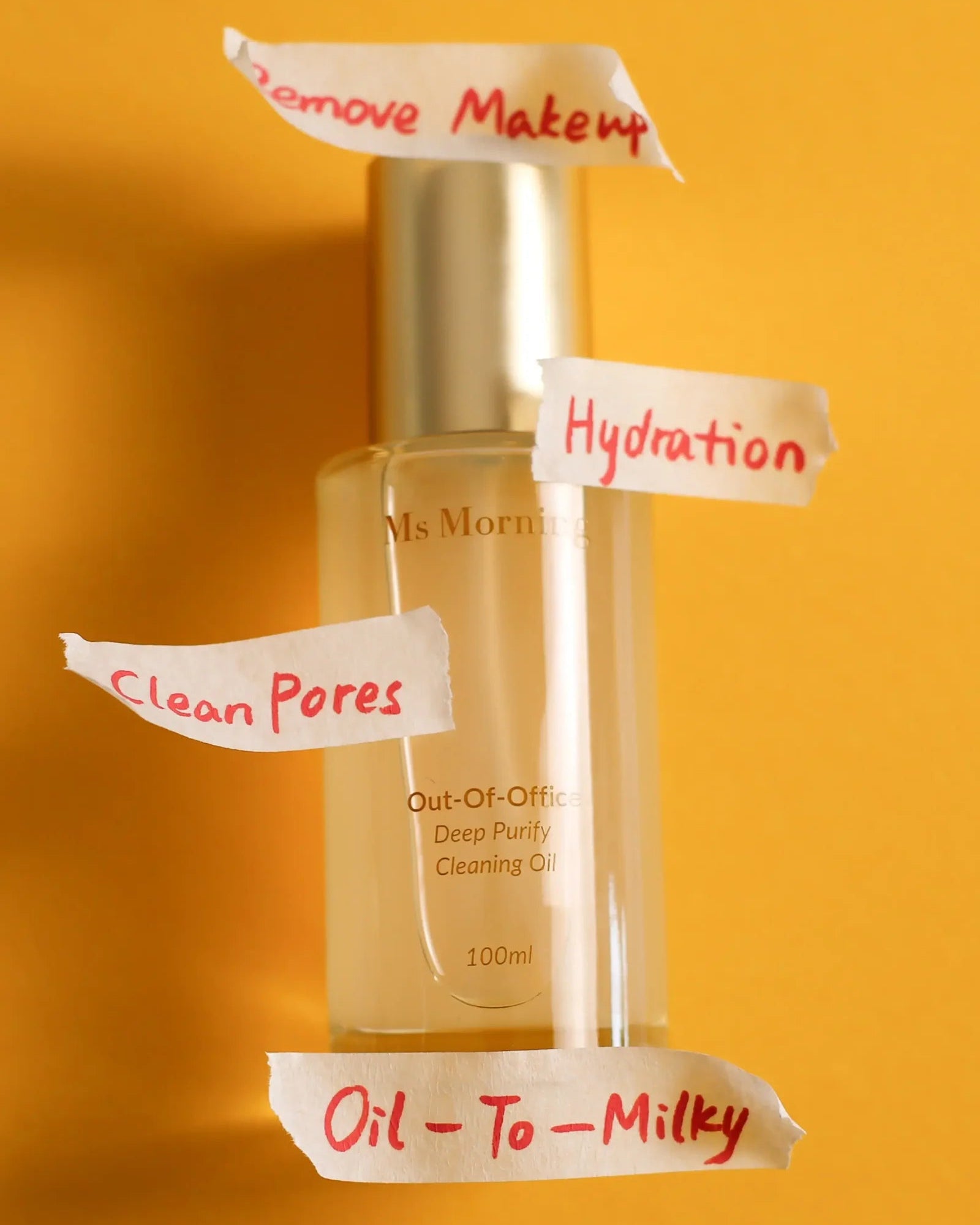 Ms Morning Out Of Office cleansing oil. Massaging cleansing oil into skin to remove makeup and impurities. Korean skincare by Ms Morning, made in Australia.