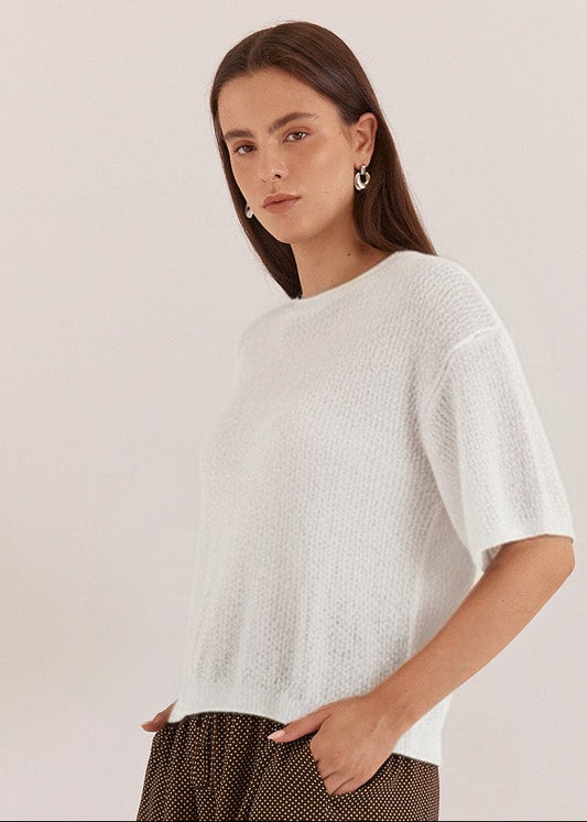 Noni Relaxed Knit Tee in Off White