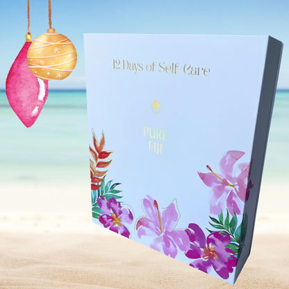 Pure Fiji Advent Calendar 2025 from Loloma Living in Queensland. Posts daily. Christmas collection made in Fiji. 12 days of self care. Fast and Free postage on Pure Fiji Advent calendar. Packaged in a festive box.