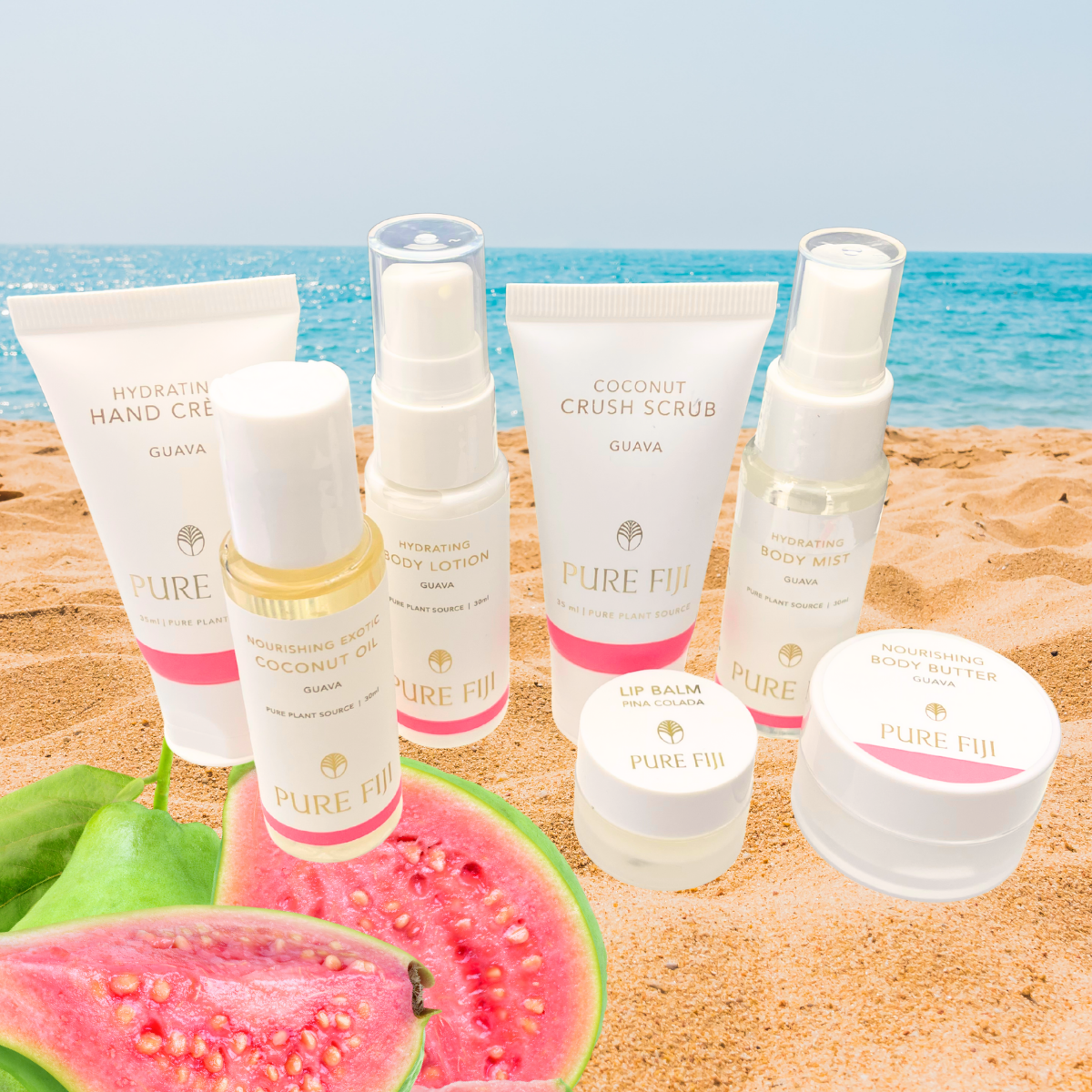 Pure Fiji Body Collection Set Christmas Collection Giftsets GUAVA Sampler Set. Loloma Living is a stockist of Pure Fiji and Reniu Fiji. Guava 7 travel sized products from Pure Fiji.