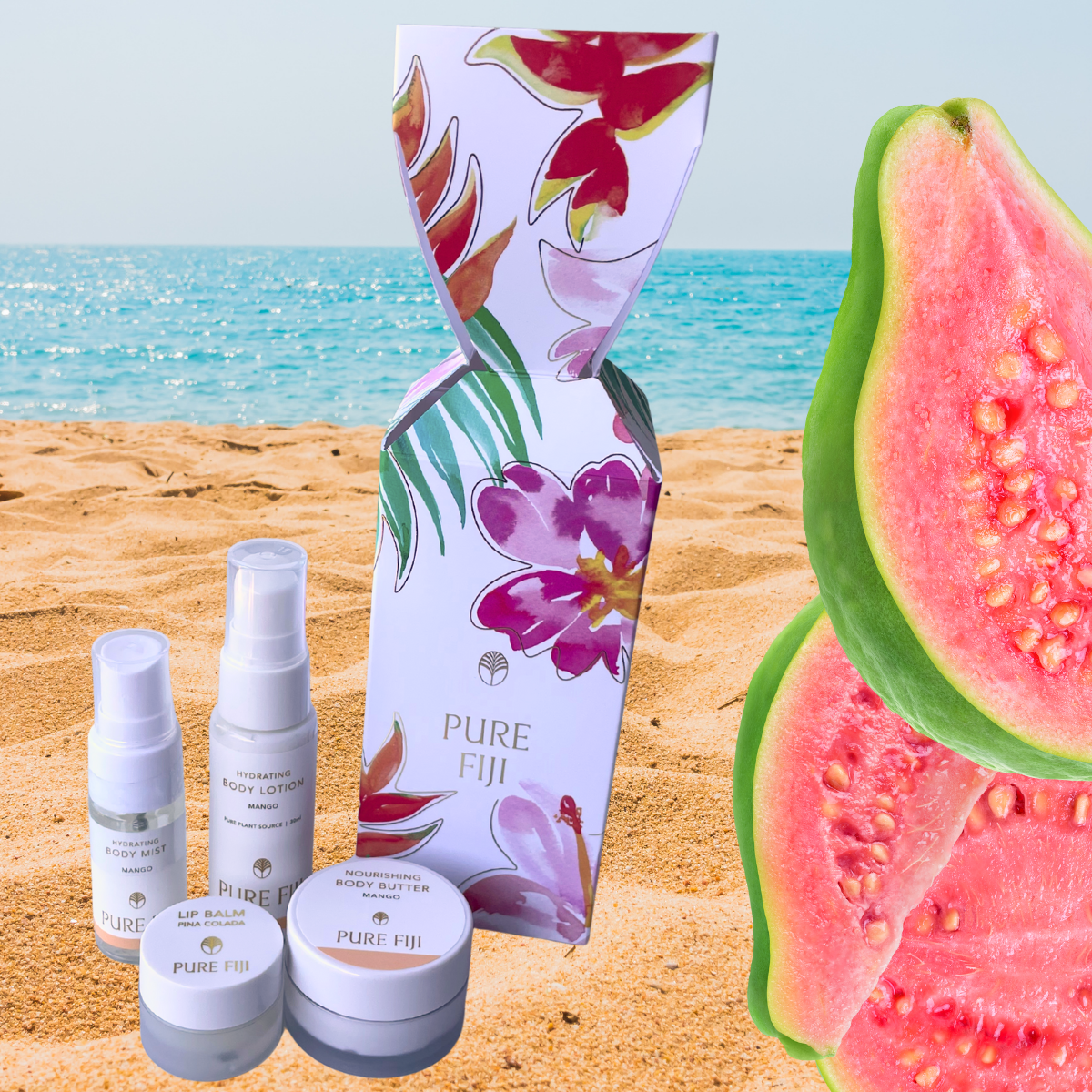 Loloma Living Stockist of Pure Fiji Christmas Cracker and Gift Sets. Tamborine Mountain Pure Fiji. Guava giftset from Pure Fiji.