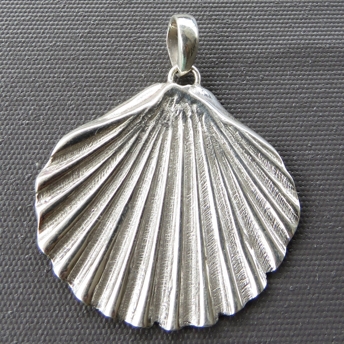Queen Scallop Shell Pendant Necklace Sterling Silver