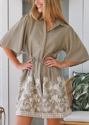 Dana Embroidered Shirt Dress