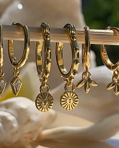 Soleil Sun Huggie Earrings 18k Gold