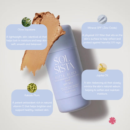 BUTTA BLOCK Tinted Mineral SPF 50+ SAND Fair by Sol Sista Co