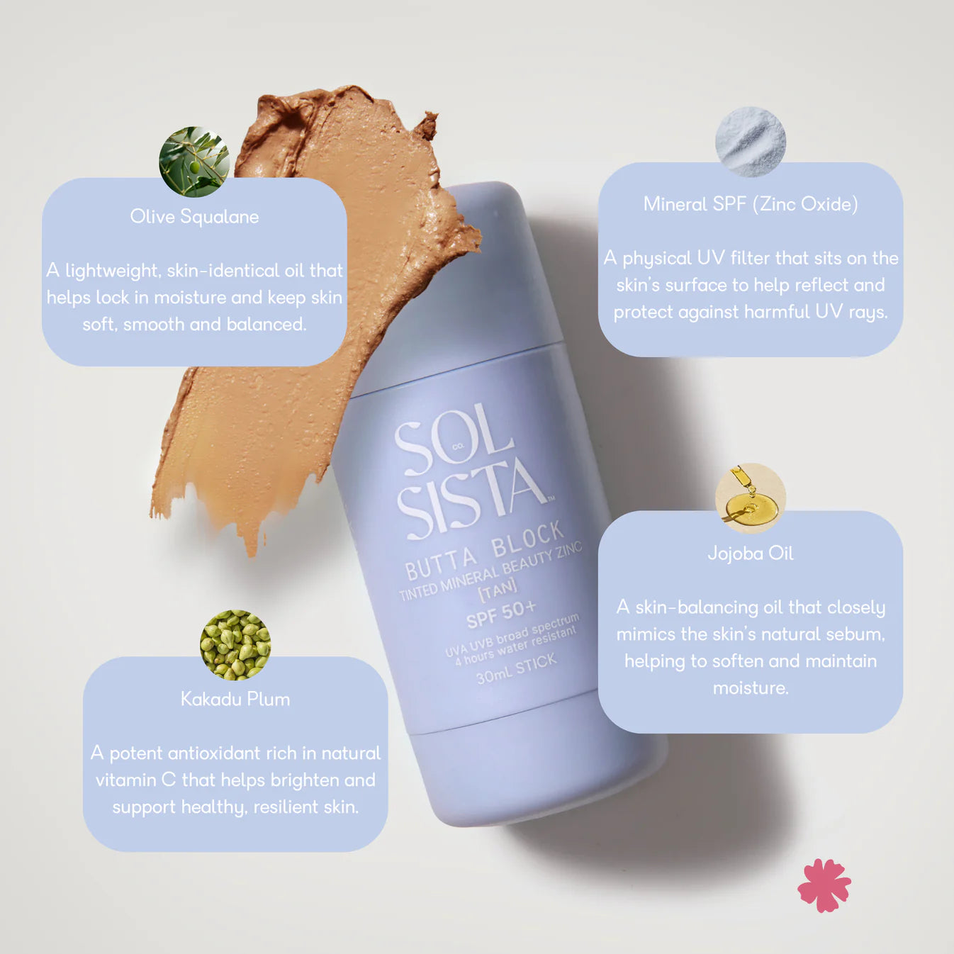 BUTTA BLOCK Tinted Mineral SPF 50+ DEEP TAN by Sol Sista Co
