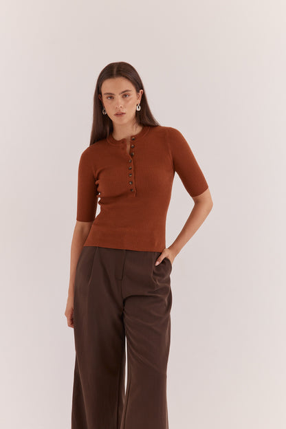 Natalie Wide Leg Pant in Chocolate