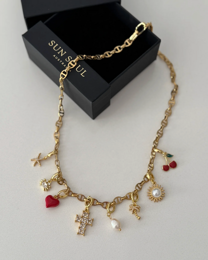 Faith, Love & Palm Trees Charm Necklace