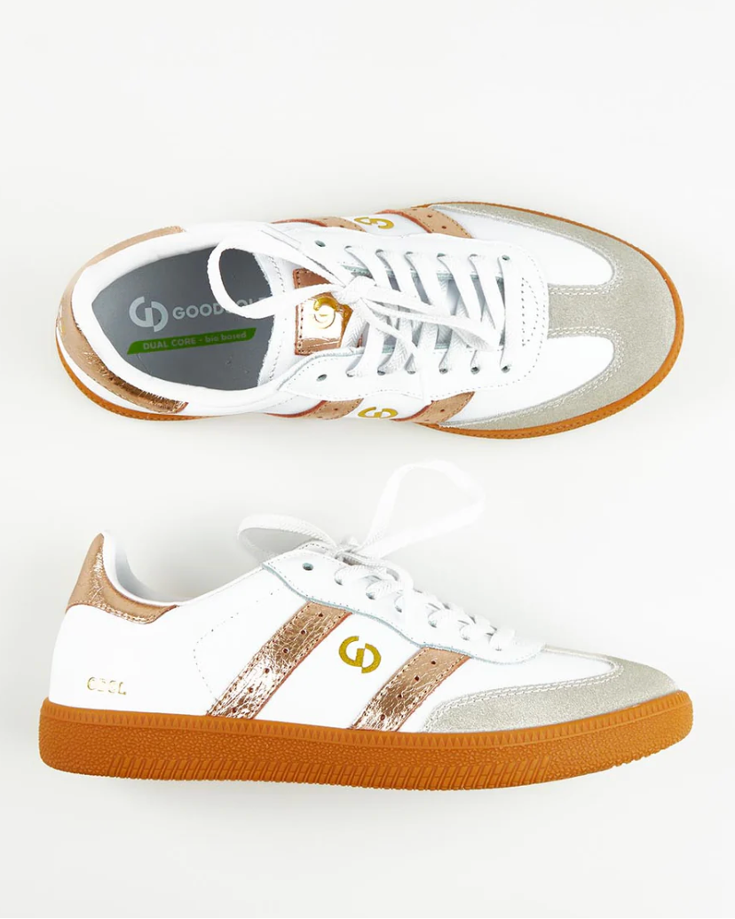 GOODSOLE 2001 Parallel Sneaker White/Rose Gold & Grey Suede