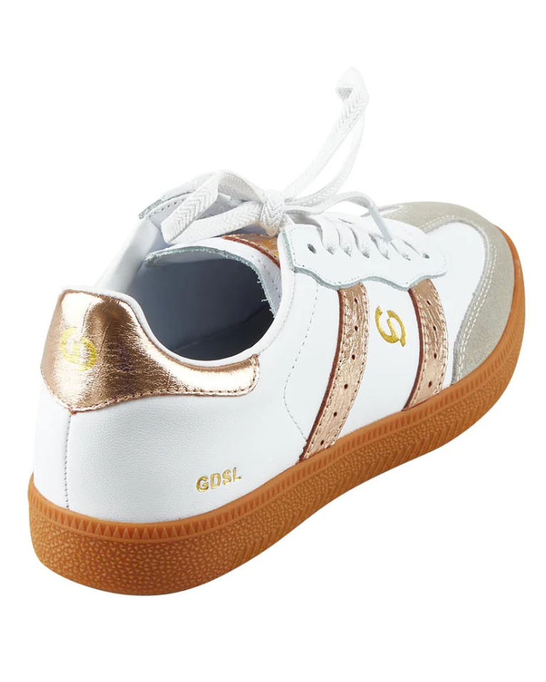 GOODSOLE 2001 Parallel Sneaker White/Rose Gold & Grey Suede
