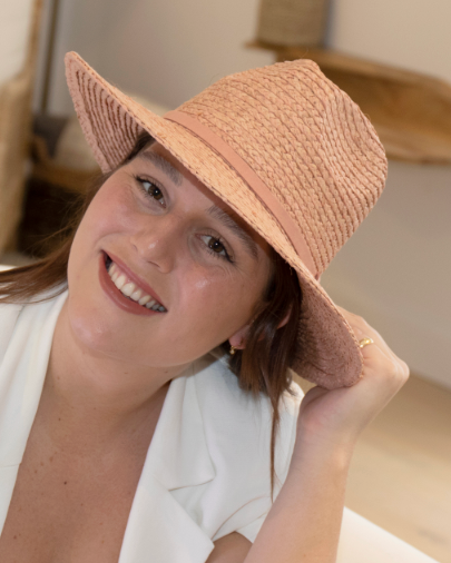 Winona Panama Raffia Pink Hat