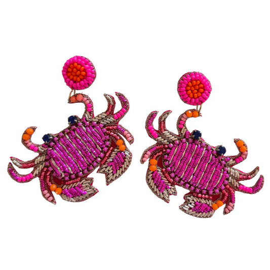 Crab Beaded Statement Earrings