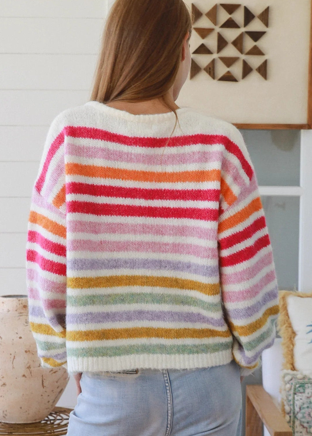 Indie Rainbow Tie-Up Knit Jumper