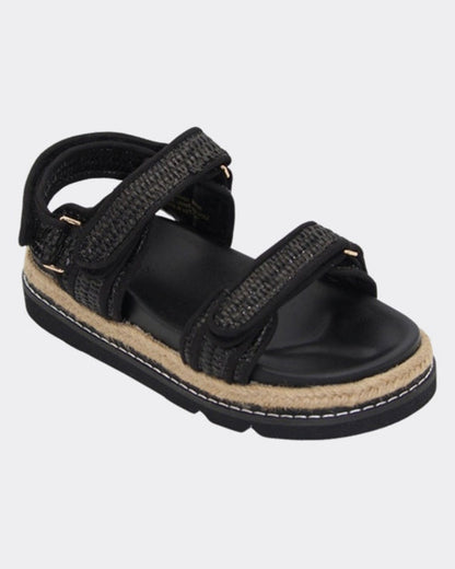 Elsie Platform Sandals in Black Raffia by Human Shoes
