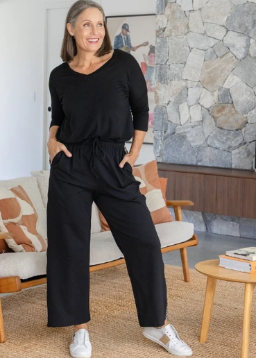 Leopard Trim Black Trackpant