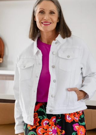 LAST ONE: Size 18! Frankie White Denim Jacket