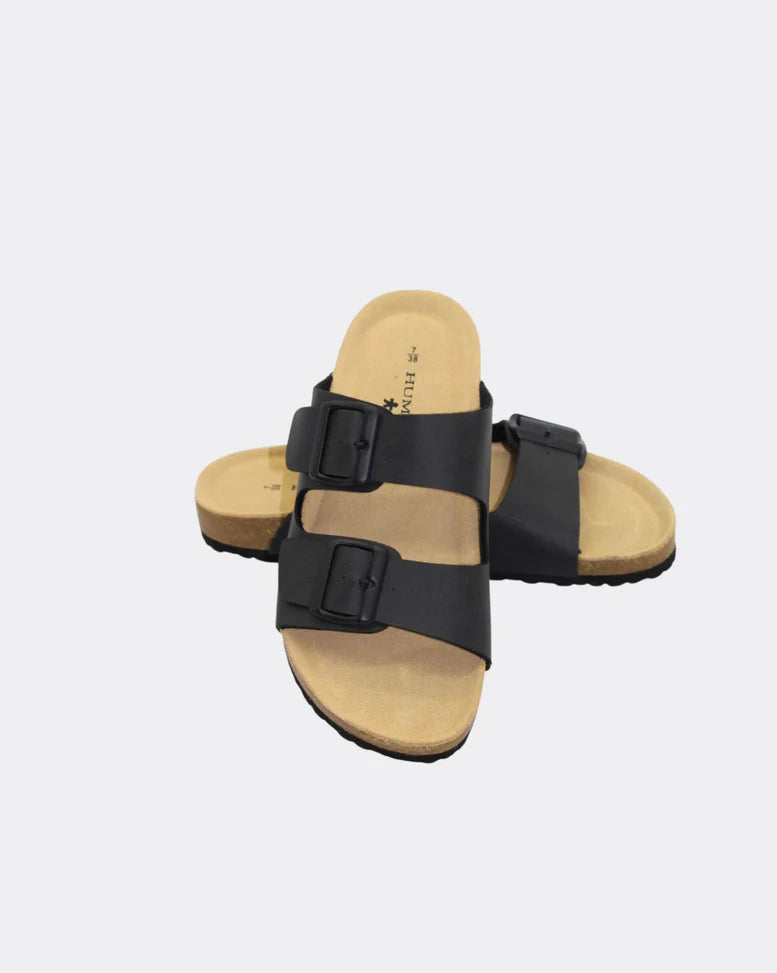 Ibiza Slides in Black by Human Shoes