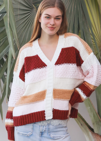Wendy Maroon and Pink Cardi
