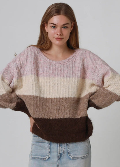 Lacy Block Colour Knit Jumper