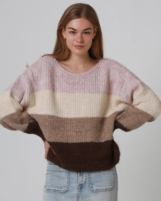 Lacy Block Colour Knit Jumper