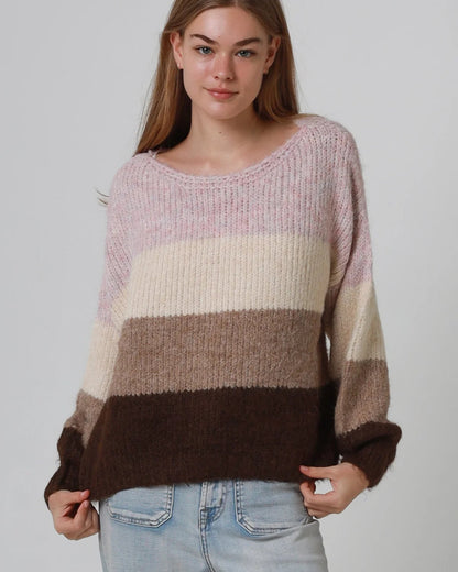 Lacy Block Colour Knit Jumper
