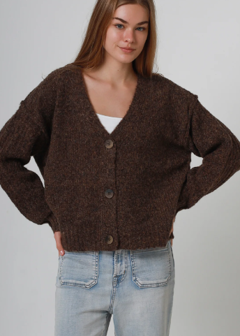 Jen Chocolate Knit Cardigan