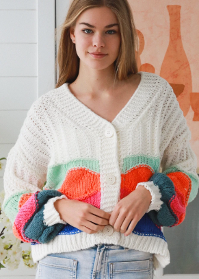 Josie Bright & White Cardigan