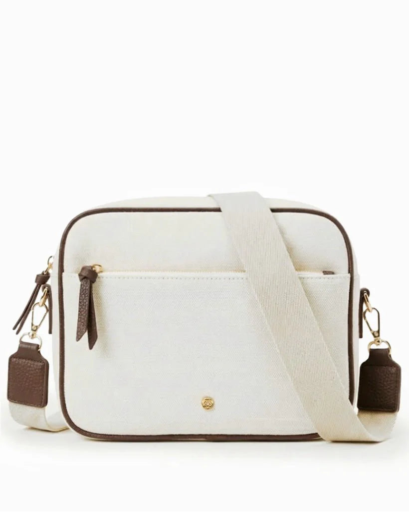 Leah Crossbody in White/Chocolate by Zjoosh
