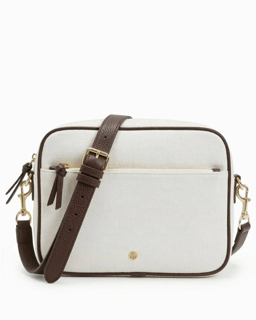 Leah Crossbody in White/Chocolate by Zjoosh
