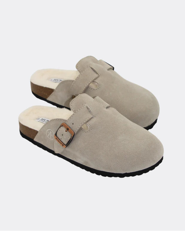 Lego Premium Suede Slides in Sand by Human Shoes