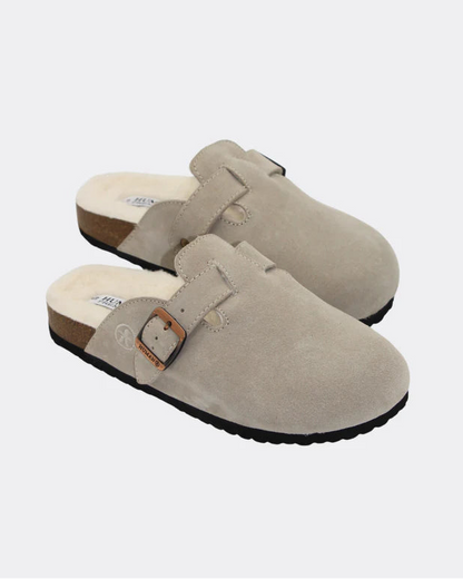 Lego Premium Suede Slides in Sand by Human Shoes