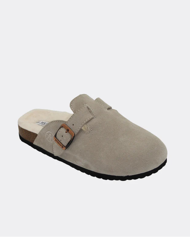 Lego Premium Suede Slides in Sand by Human Shoes