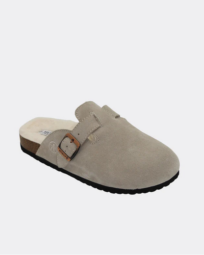 Lego Premium Suede Slides in Sand by Human Shoes