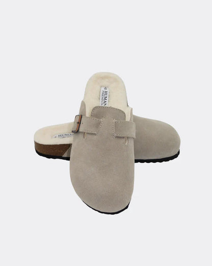 Lego Premium Suede Slides in Sand by Human Shoes