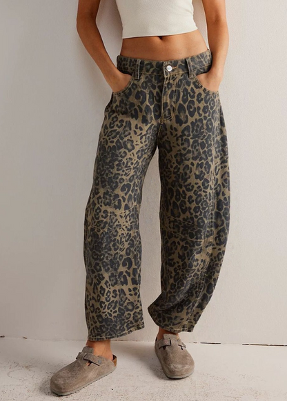 Leopard Print Barrel Jean by MUTIG