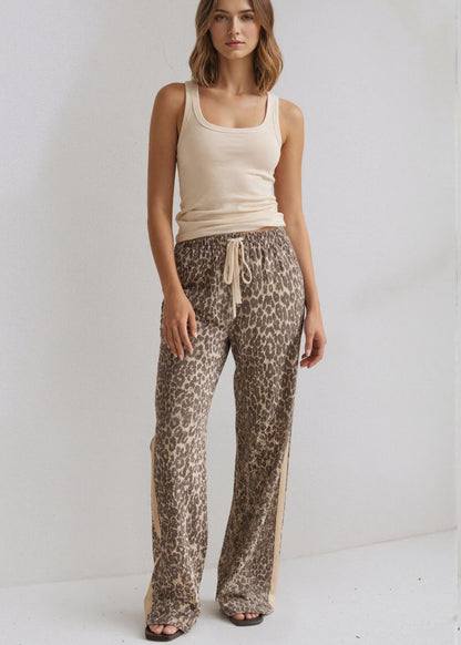 Denim Drawstring Leopard Pants by MUTIG