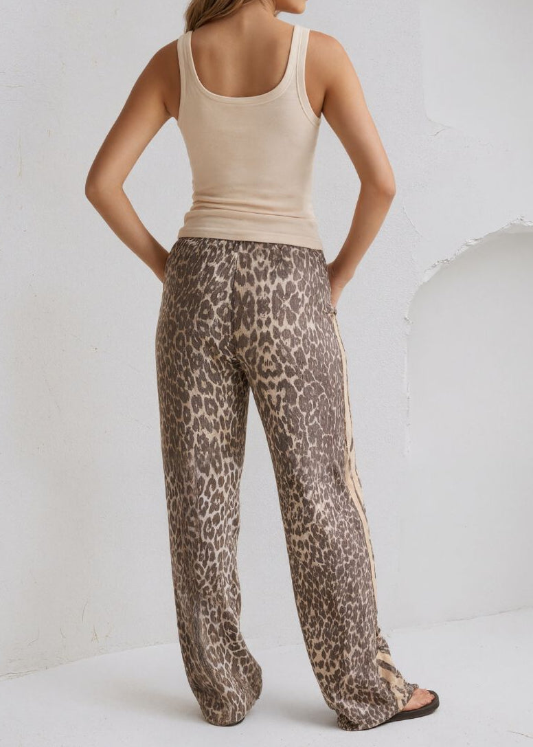 Denim Drawstring Leopard Pants by MUTIG