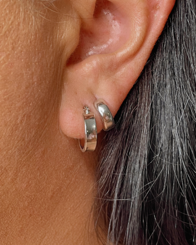 Polly Chunky Huggie Earrings Sterling Silver