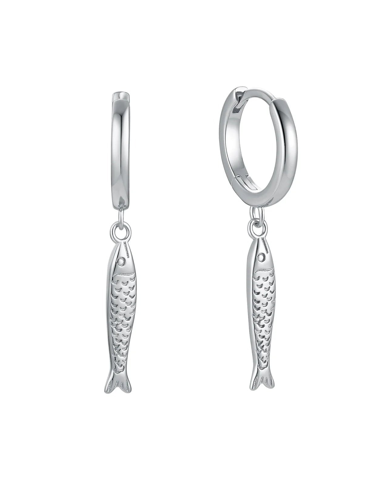 Sardine Huggie Earrings Sterling Silver