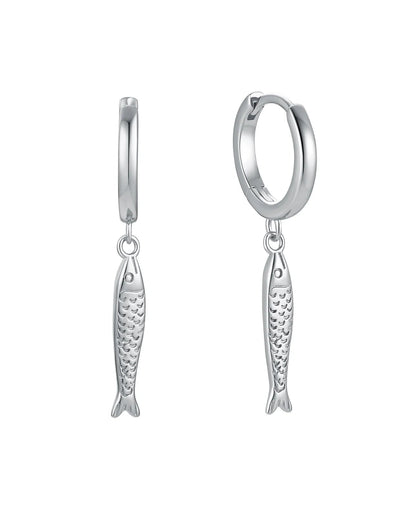 Sardine Huggie Earrings Sterling Silver