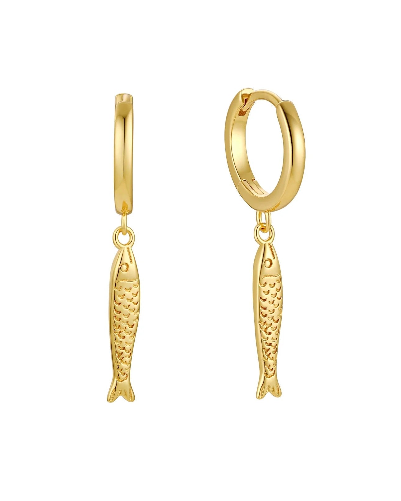 Sardine Huggie Earrings 18k Gold