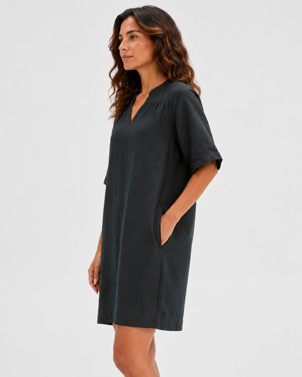 Angela Linen Dress Black by MUTIG