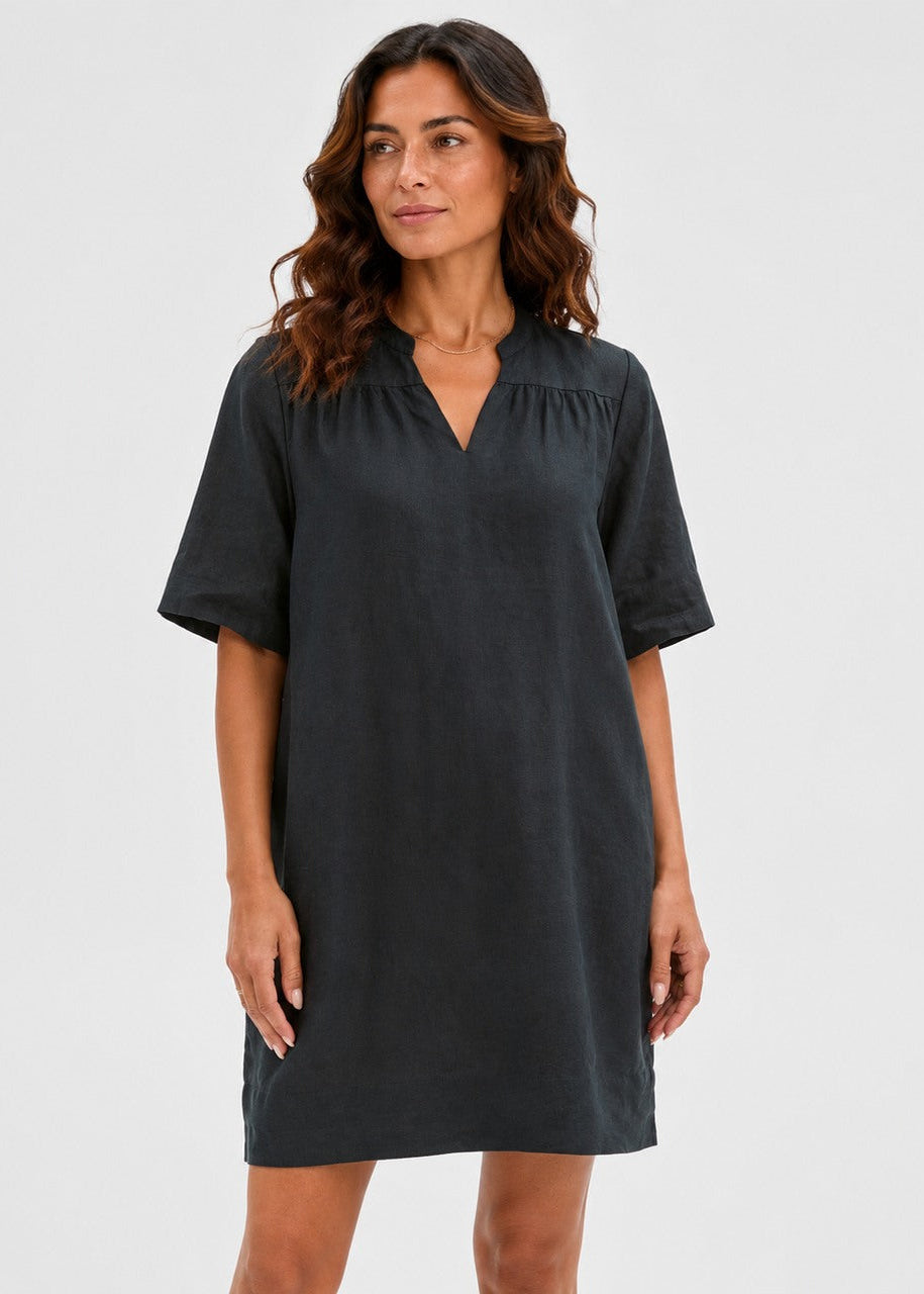 Angela Linen Dress Black by MUTIG