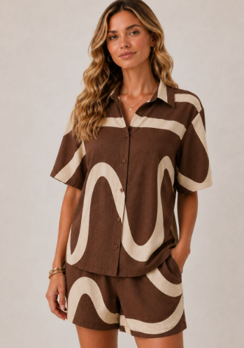Georgia Squiggle Chocolate Shorts by Mutig