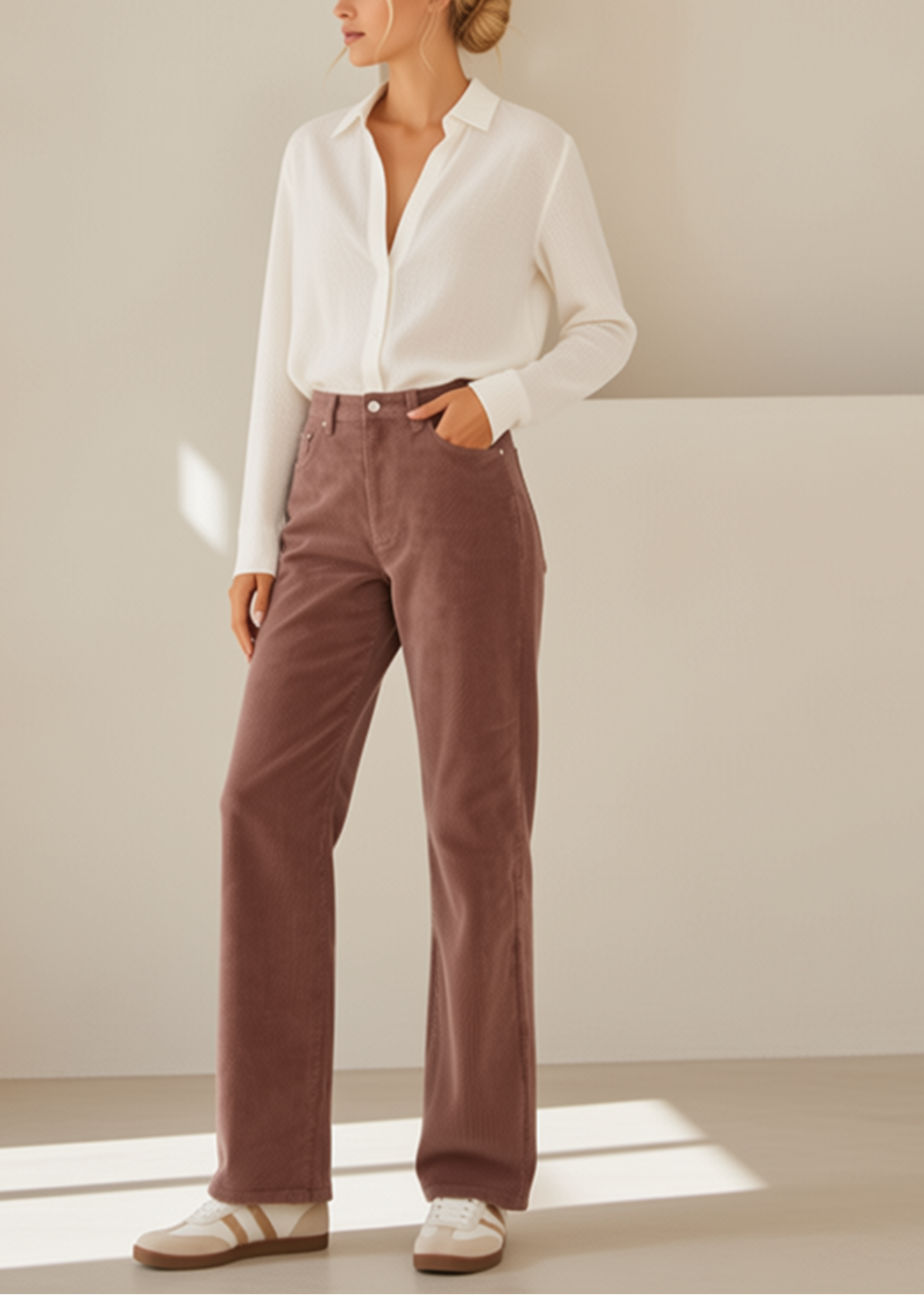Parco Cord Straight Jeans Brown